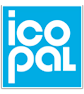 Firkantet logo til icopal med påskriften icopal i hvitt og blå bakgrunn.